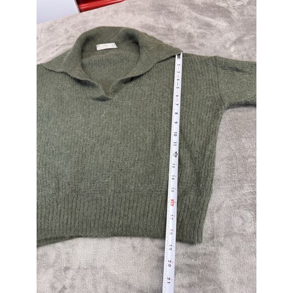 Everlane The Alpaca Waffle-Stitch Polo Sweater Pullover Wool Blend Green XS - Picture 10 of 12